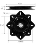 2 Pack 7 Inch Bar Stool Swivel Plate Replacement, showing top and side view dimensions for 360 Degree Rotation.