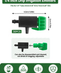 Easy Fit Adjustable Drip Irrigation Drippers Set Of 30 With 360 Degree Flow Control For 4 To 7 Millimeter Tubing Diagram