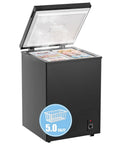 Ultra Quiet 5.0 Cu Ft Deep Freezer With Compact Design For Home And Small Shops, open lid showing storage baskets