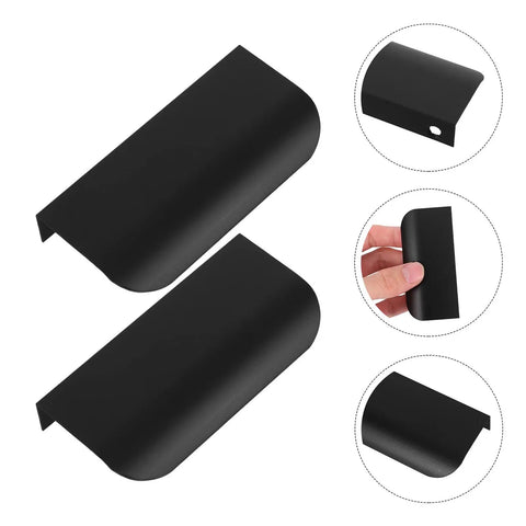 Matte Black Hidden Edge Pull Cabinet Drawer Handles 12 Pieces Aluminum Alloy 80mm Back Mount Concealed Hardware For Kitchen Wardrobe Cupboards