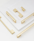 10 Pack Brushed Gold Cabinet Knobs For Kitchen Cabinets And Drawers Solid Metal Drawer Pulls Displayed on White Surface