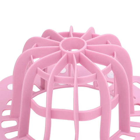 Pink Silicone Hat Washing Cage For Machine Wash, Reusable Cap Washer Bag That Prevents Deformation, close-up view.