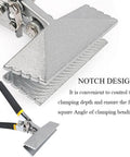 6 Inch Hand Seamer Tool For Sheet Metal Bending And Flattening With Straight Jaw And Non Slip Handle, close-up of notch design.