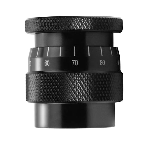 Close-up of black aluminum Valve Spring Height Micrometer Tool For Most V8 Engines, Pro Grade Gauge With 0.001 Inch Accuracy.