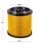2 Pack Replacement Filter For Hart Wet Dry Vacuums 5 To 20 Gallon, VCFS Standard Disposal Cartridge Filter, yellow pleated design