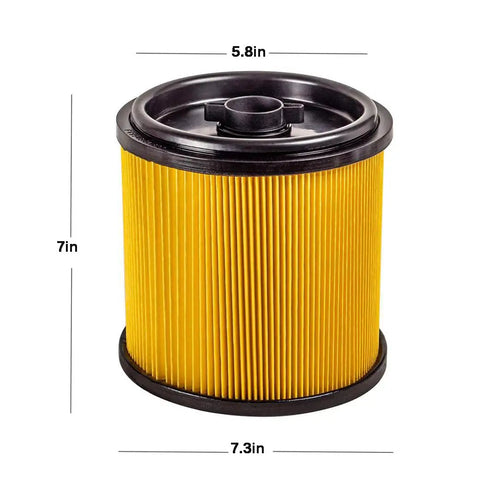 2 Pack Replacement Filter For Hart Wet Dry Vacuums 5 To 20 Gallon, VCFS Standard Disposal Cartridge Filter, yellow pleated design