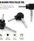 Skate Bearing Press And Puller Tool for 8mm 608 bearings, metal build, dual function design, inline skates, skateboards, longboards, scooters.