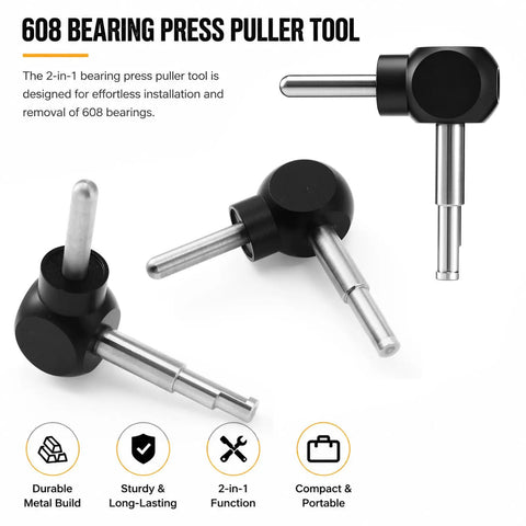 Skate Bearing Press And Puller Tool for 8mm 608 bearings, metal build, dual function design, inline skates, skateboards, longboards, scooters.