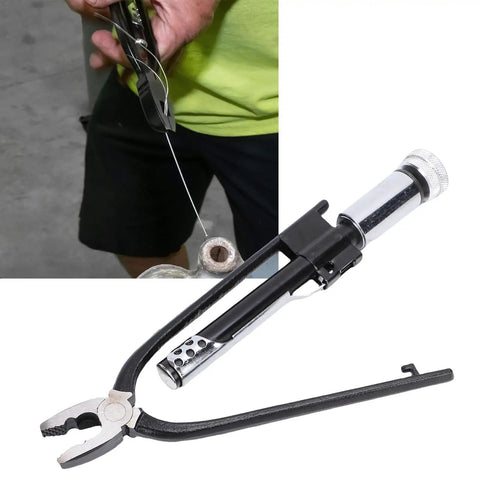 Reversible Safety Wire Twisting Pliers 9 Inch Heavy Duty Pro Grade Tool For Automotive And Aerospace Maintenance with auto spring return shown in use