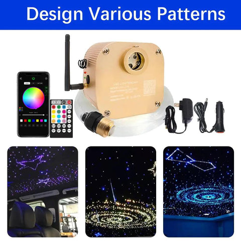 Twinkle 16W RGBW Fiber Optic Starlight Headliner Kit For Car And Home Ceilings, remote, app, star patterns, 460 strands