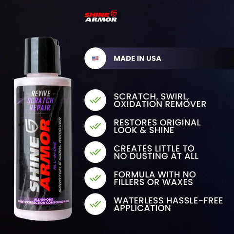 Car Scratch Remover And Swirl Repair Polish 4oz With Water Repellent Gloss Finish For Deep Mirror Like Shine And Slick Protective Shield Against Dust Dirt And Road Grime Made In USA
