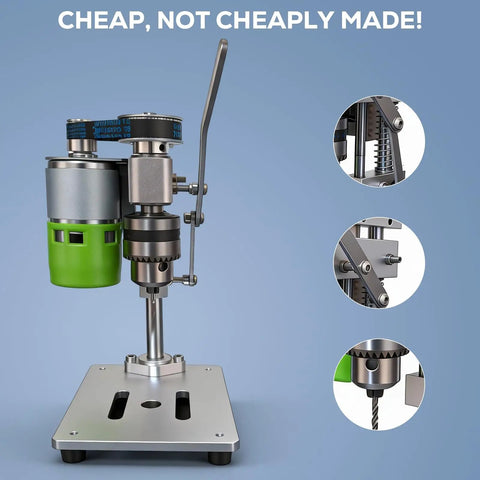 Compact Benchtop Drill Press With Rear Mounted 795 High Torque Motor For Do It Yourself Projects Woodworking Jewelry Making And Crafts Cnc Aluminum Body Low Vibration Quiet Operation B10 Chuck