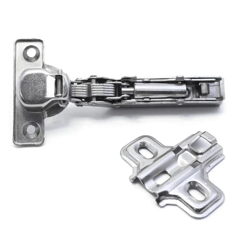 Soft Close Door Stay Hinges Two Piece Set 25mm Small Furniture Hinge With Dampers, stainless steel components shown