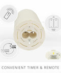 Base of Outdoor Moving Flame Pillar Candle With Remote Included, IPX4 Weatherproof LED Battery Operated Lights, Ivory 6x6 Inches