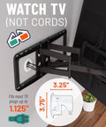 In Wall Cable Management Kit For Power And Low Voltage Cables Hide TV Wires Behind The Wall Includes 3.75 Inch Diameter And 3.25 Inch Depth Modules 6 Foot Extension Cord And Drywall Hole Saw Attachment ETL In Wall Certified Easy DIY Install showing module dimensions on wall mount.