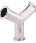DERNORD stainless steel 304 tri-clamp Y-type three-way pipe fitting with clamp ends, 1.5 in OD