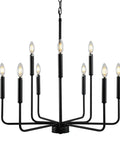 Black Farmhouse Chandelier For Dining Room Over Table Nine Light Industrial Metal Candle Lighting Fixture