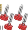8 Piece Stainless Steel Quick Release Spring Plunger Pin Kit with red knurled handles and drill bits.