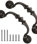 Vintage Style Dark Antique Bronze Large Drop Bail Drawer Pulls 140mm Hole Centers 2 Pack For Dresser Cabinet Furniture Knob Hardware With Retro Vibe English Black Finish