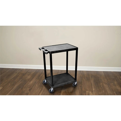 Heavy Duty Multipurpose Utility Cart With Two Shelves Black Durable HDPE Shelves And PVC Legs That Will Not Rust Or Scratch