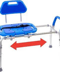 Sliding Shower Chair For Tub Transfer With Padded Cutout Seat HydroGlyde Premium Heavy Duty Bath Bench Adjustable Legs