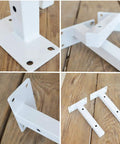 Legit White Shelf Brackets And T Shape Wall Mounts Solid Iron Floating Shelf Hardware Straight Up Easy Install Badass Strength 40 Cm close-up view