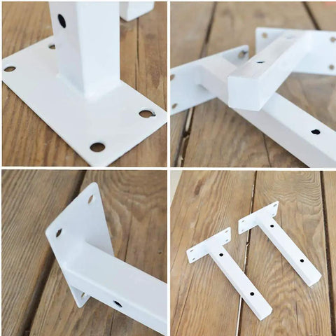 Legit White Shelf Brackets And T Shape Wall Mounts Solid Iron Floating Shelf Hardware Straight Up Easy Install Badass Strength 40 Cm close-up view