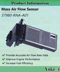 Mass Air Flow Sensor MAF for Honda Accord Civic Odyssey Pilot Acura MDX RDX RL TL Replace OE 37980 RNA A01 in black housing