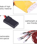8 Piece RC LED Light Kit For Airplanes And Helicopters With 23 6 Inch Cable, connectors, and LED bulbs visible