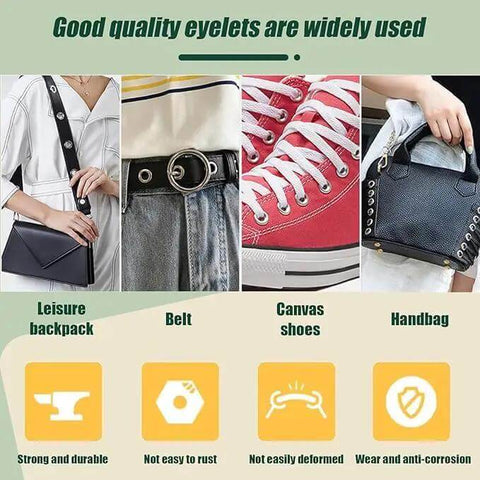 4Mm Round Eyelet Grommet Kit With Single Hole Punch, Heavy Duty Metal Eyelet Set In A Handy Storage Box, Perfect For Shoes, Clothes, Crafts,