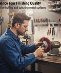 2 Pack 8 Inch Non-Woven Polishing Wheels 320 Grit Nylon Flap Wheels For Die Grinder Or Bench Grinder Red Finish in use