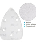Top Tier 20 Piece Mouse Sandpaper Set With 40 Grit Hook And Loop Velcro Backing For Orbital Sander Coarse Polishing Dust Efficient Design Keeps Workspace Clean And Boosts Speed, showing white sanding pad.