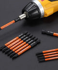 Torx Head Screwdriver Bit Set With 1 Quarter Inch Hex Shank, S2 Steel Magnetic 3 Inch Bits, displayed with a power drill