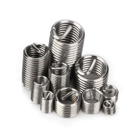 Get Your Tools Sorted With This Awesome 150 Pieces Steel Thread Insert Repair Kit Covering M3 To M8 Metric Helicoil Inserts For Heavy Duty Fixes And Stronger Threads. steel thread insert repair kit, M3-M8 metric sizes, shown in mixed sizes