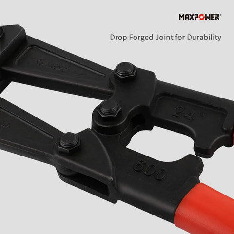 Close-up of Heavy Duty 24 Inch Bolt Cutter For Locks, Chains And Rivets With Drop Forged Cr-Mo Steel Jaws