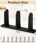 Four Pack Universal Black Closet Door Floor Guides With Screws For 1 3 8 Inch Thick Doors ABS Closet Track Guide For Sliding Cabinet Doors Keeps Panels Riding Smooth And Aligned On The Floor with dimensions and screws shown