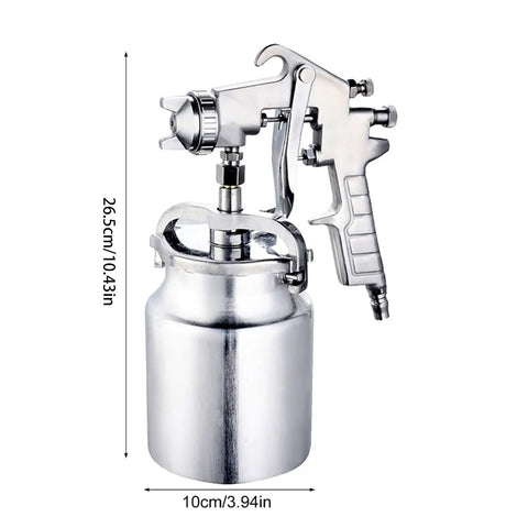 Hardcore Pro Level Pneumatic Spray Gun With Slick Adjustable Valve And Killer Stainless Steel Nozzle For Smooth Auto Paint Jobs Up To 1000 Ml Capacity showing 2mm nozzle and metal body.