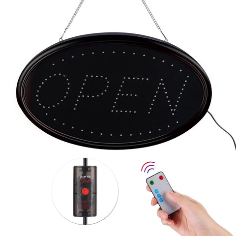 Led Open Sign 23 By 14 Inch With Remote Control Ultra Bright Customer Magnet Electric Display Light Two Modes Flashing And Steady