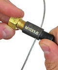 Hands using Metric Brake Line Fitting Thread Size Gauge With ISO Metric Chart And Dual Ended Checkers For M9 X 1.0 To M16 X 1.5