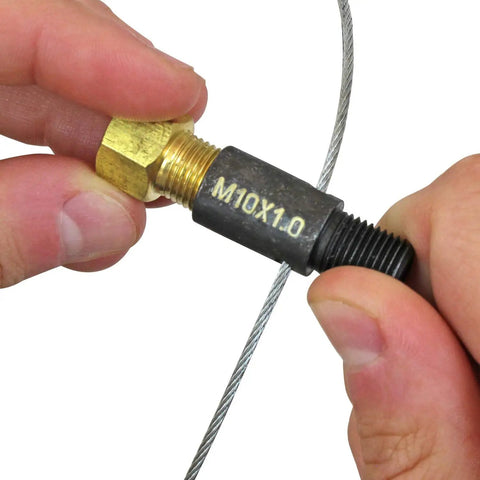 Hands using Metric Brake Line Fitting Thread Size Gauge With ISO Metric Chart And Dual Ended Checkers For M9 X 1.0 To M16 X 1.5