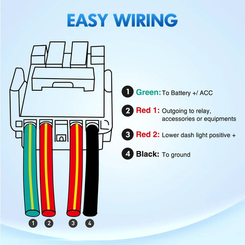 Toyota 12V Push Button Ditch Lights Switch With Wire Kit Replacement SPST On Off wiring diagram with color-coded wires