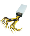 Heavy Duty 3600W Mining Power Supply For Multi GPU Rigs And Industrial Miners 180 To 265V Switching PSU With Metal Housing Quiet Operation Built Tough For Stable Power And Safety, silver metal PSU with 15 cable connectors