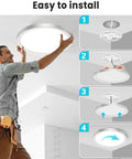 16 Inch Flush Mount LED Ceiling Light Fixture With Adjustable Color Temperature 3000K 4000K 6500K 36W 3200lm Brushed Nickel Satin Round Ceiling Lamp installation process