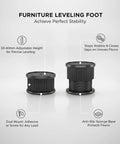 Furniture Leveling Feet Adjustable Height Set For Cabinets And Appliances With Black Plastic Base