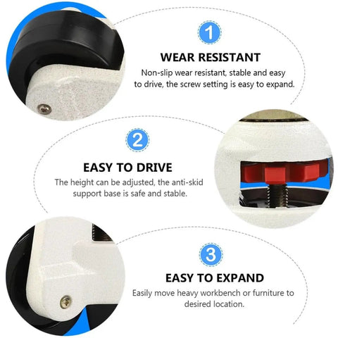 Heavy Duty GD-80F Leveling Casters With 500Kg Load Capacity, close-up of adjustable swivel wheel and leveling screw base