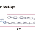27 Inch Trailer Safety Chain Kit With 5/16 Spring Hook Grade 30 7000 Lb Capacity Zinc Plated SAE Compliant Pack Of 2 showing chain details