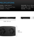 Quiet Cooling Fan System For Routers Modems And Consoles Featuring Silent Top Exhaust Build 11.6x6.3x1.5in Specifications