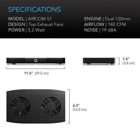 Quiet Cooling Fan System For Routers Modems And Consoles Featuring Silent Top Exhaust Build 11.6x6.3x1.5in Specifications