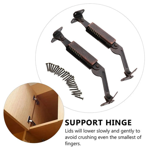 Heavy Duty Universal Lid Support Hinges For Wooden Boxes And Cabinets Snag This Dang Solid 4 Pack Iron Set with screws.