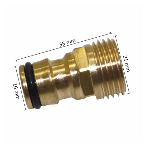 Copper Hose Tap Connector And Mixer Adaptor Water Pipe Joiner Fitting For Garden Hose Faucet Adapter Watering Tools Set side view with dimensions